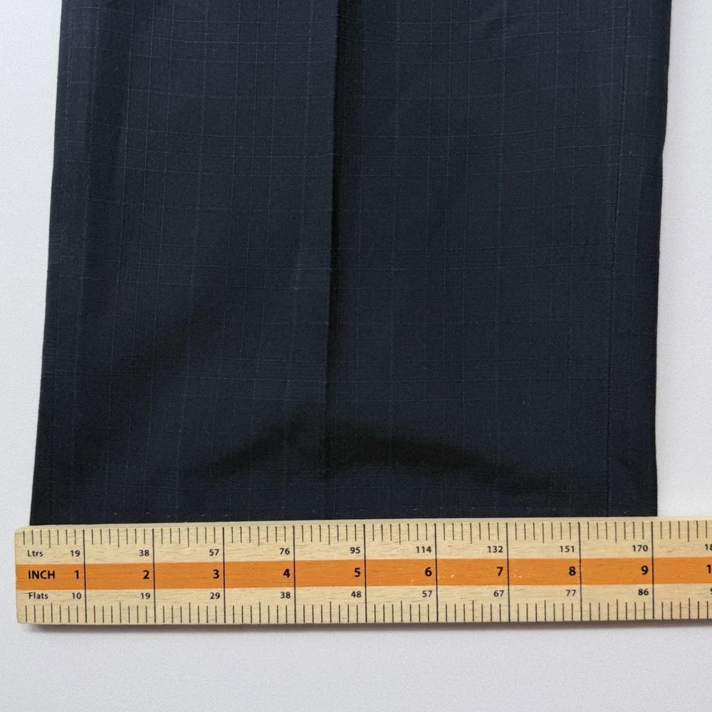 Banana Republic Classic Navy Blue Windowpane Check Dress Pants Mens 33x30